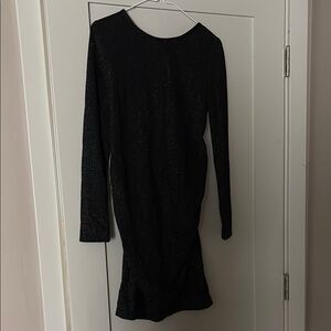Stunning Sparkly Black Long Sleeve Maternity Mini Dress